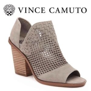 Vince Camuto Ankle Boot Sz 8 Fritzey Perforated Peep Toe Bootie Grey Peep Toe